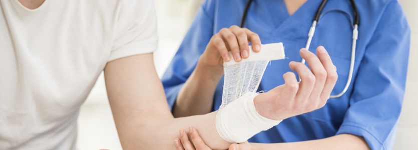 At doctor's bandage