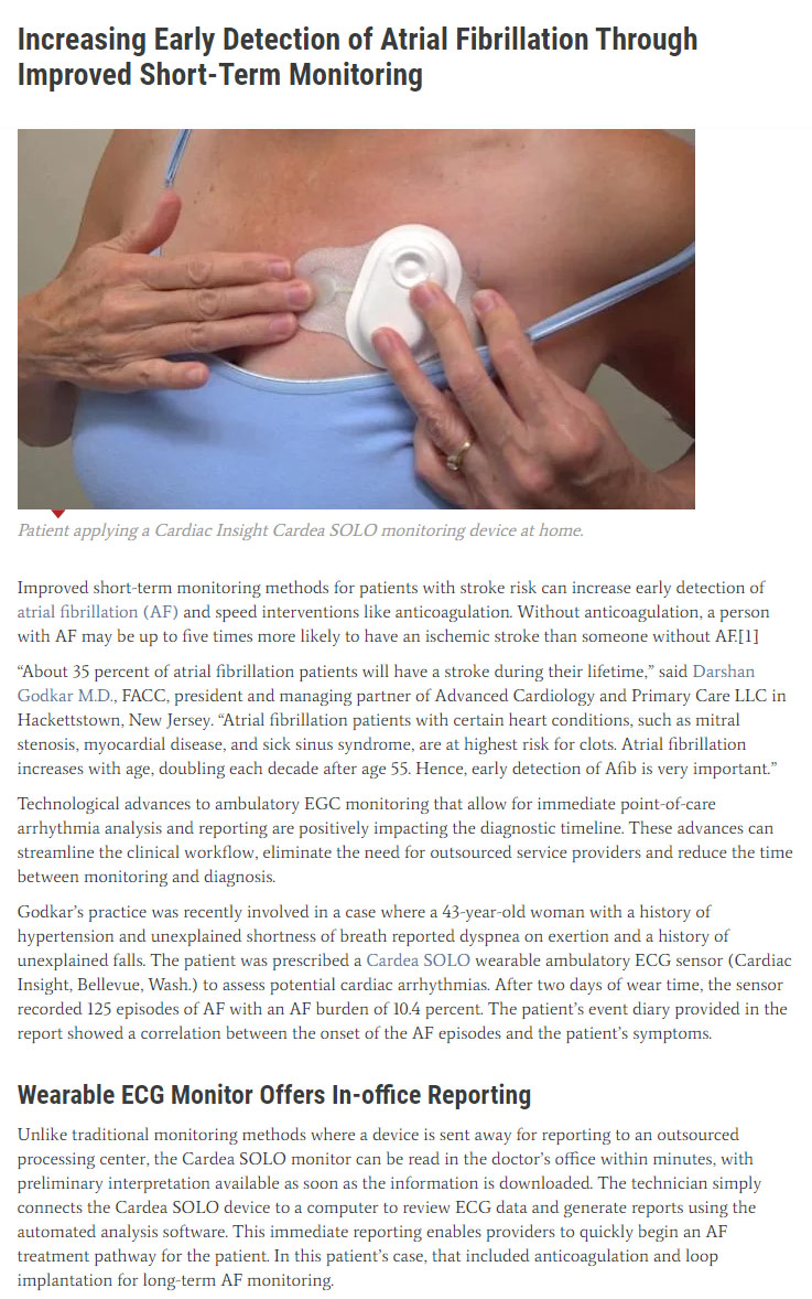 Dr Godkar featured in a-fib early detection article
